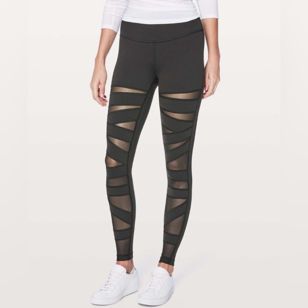 Lululemon Wunder Under Pant High Rise Tech Mesh in Black Size 6